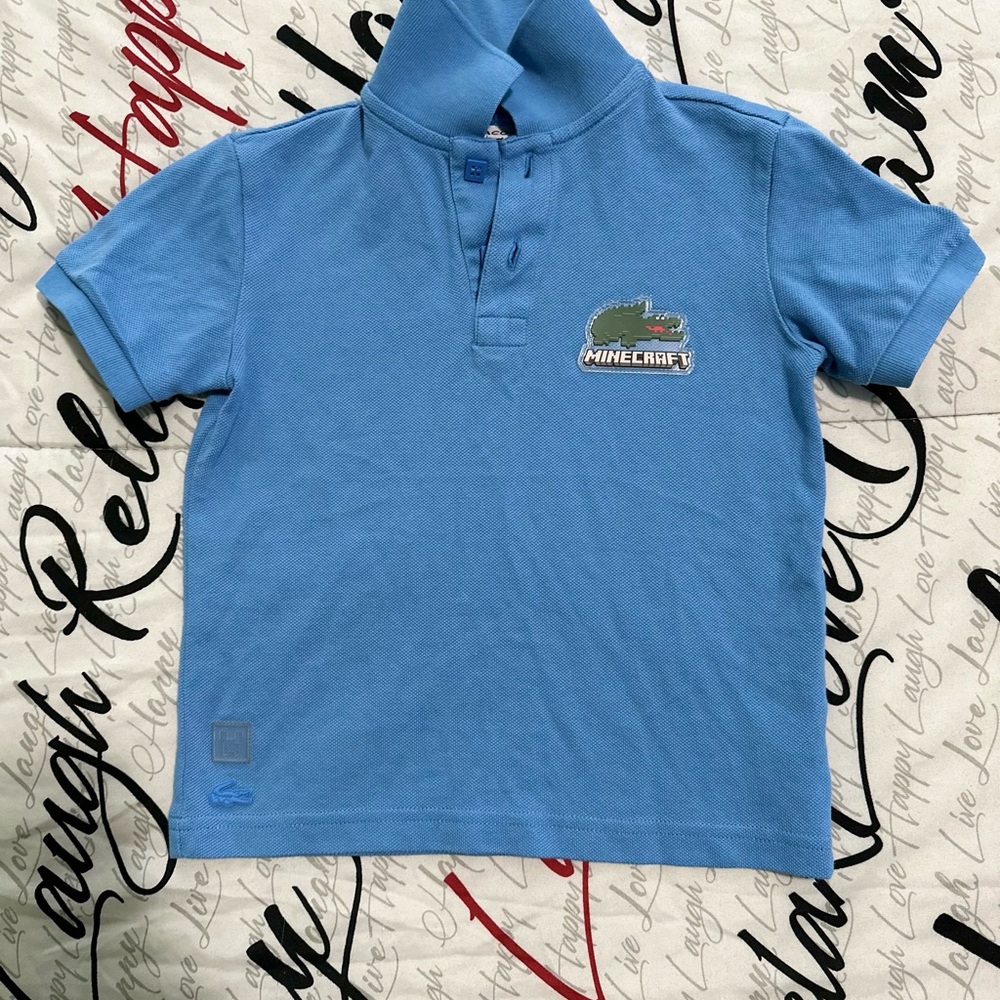 Minecraft Lacoste Kids Blue Polo Shirt w/ Logo